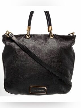 Marc by Marc Jacobs Black Leather 
Pebbled Tote with Gold Hardware